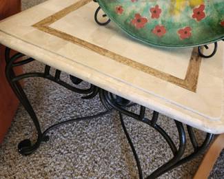 Marble Wrought Iron Table. 