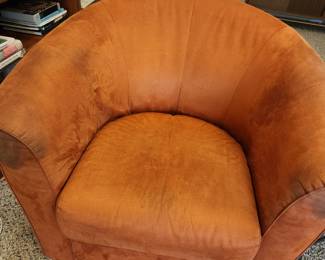 Microfabric  Swivel Barrel Chair. 