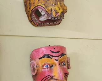 Vintage 'Jaguar' Folk Art Mask - Mexican Folk Art Mask 'Old Man'. 