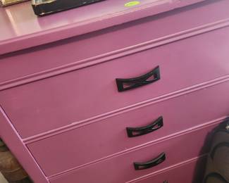 Fushia Vintage Highboy Dresser. 