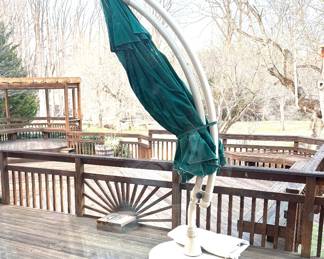 Large parasol umbrella and stand