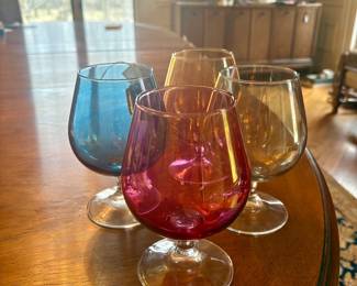 Vintage set of colored snifters