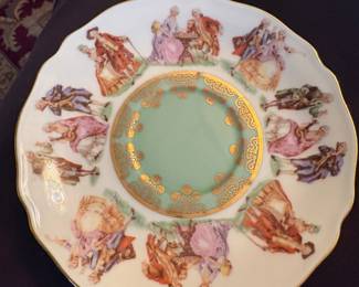 josef Kuba (JKW) Bavaria. 1930's-1940's dessert set ( six cups/saucers, six dessert plates, one serving tray.