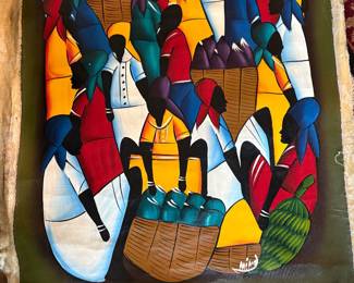 Unframed Haitian oil on canvas