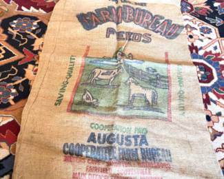 Old burlap Farm Bureau feed bag