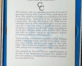 The Carson City Morgan Silver Dollar