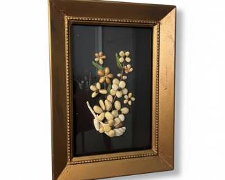 Vintage Seashell Flower Arrangement Framed Art