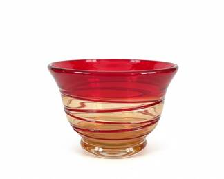 Ruby and Amber Cased Glass Bowl