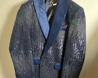 Louis Vino Sequin Shawl Collar Blazer