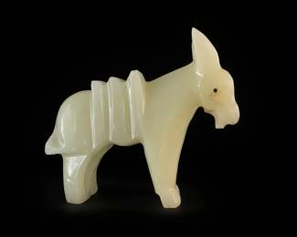 Carved Onyx Donkey Figurine with Saddle