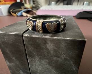 Vintage Blue Enamel Heart Ring