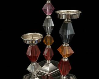 Modern Bejeweled Taper Candle Holders