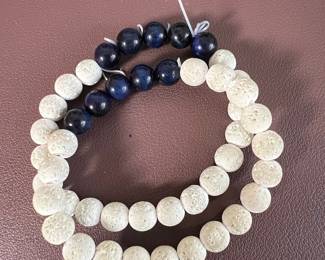 Lava Stone and Sodalite Beaded Bracelets