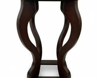 Dark Wood Accent Table with Ornate Lyre Base