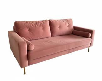 Velvet MidCentury Modern Sofa in Pink