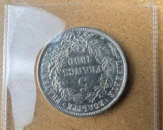 French 5 Francs Coin - 1850 A