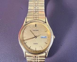 Pulsar by Seiko Gold Tone Day-Date Quartz Watch
