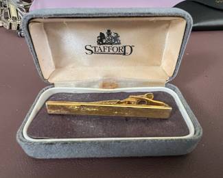 Stafford Gold-Tone Textured Tie Clip