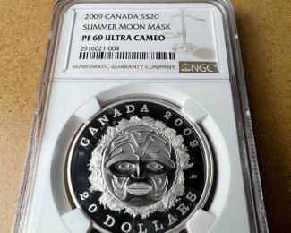 2009 Canada S$20 Summer Moon Mask PF 69 Ultra Cameo Silver Coin