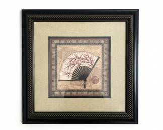 Framed Oriental Fan I  II Artwork by Sally Ray Cairns Two Pieces second image