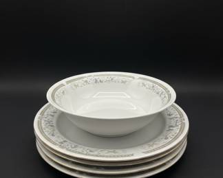 Porcelain Oval Platter with matching bowl and plates