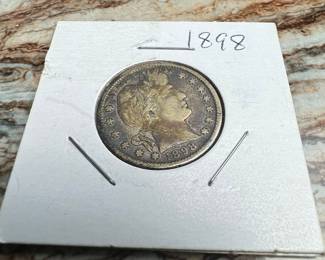 1898 Barber Quarter Dollar Coin