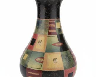 Decorative Ceramic Vase with Geometric Pattern