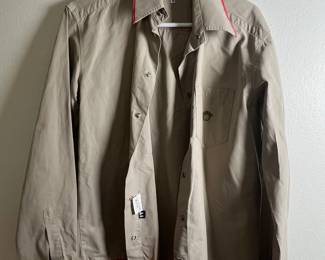 Versace Jeans Couture Khaki Button-Up Shirt with Red Trim