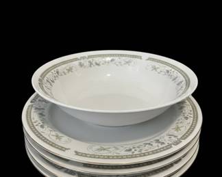 Porcelain Oval Platter with matching bowl and plates