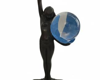 Art Deco Figurine with Crystal Orb (tape on orb so you know it is two pieces)