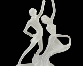 Art Deco Frosted Glass Dancers Figurine