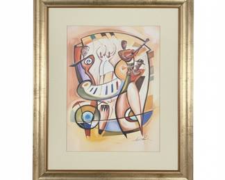 Abstract Jazz Musicians Framed Print by Alfred Gockel