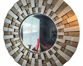 Sunburst Mosaic Round Wall Mirror