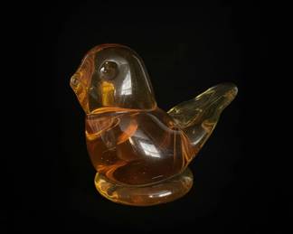 Titan Art Glass Amber Bird Figurine