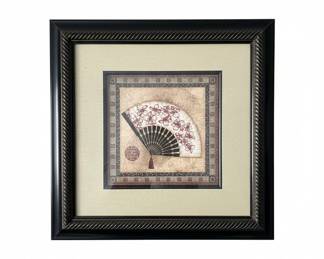 Framed Oriental Fan I  II Artwork by Sally Ray Cairns Two Pieces
