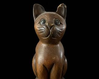 HandCarved Wooden Cat Figurine from Bali
