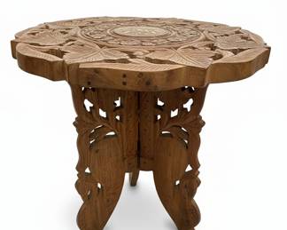 Carved Teak Side Table