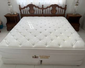 King size Martinique Kingsdown pillow top mattres w/twin boxes, king headboard