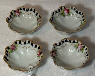 Antique set of 4 Nippon footed salt cellars