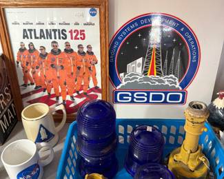 NASA runway blue glass & base