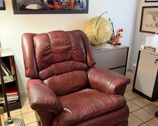 Burgundy leather recliner