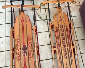 Vintage wooden sleds