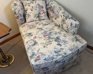 Floral Upholstered Chaise Lounge by Isaacs Upholstering