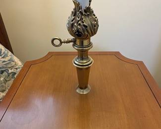 Vintage Stiffel Brass  Wood Floor Lamp with Table