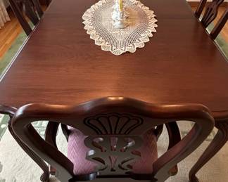 Mahogany Queen Anne Style Dining Table and Chairs Set