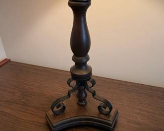 Pottery Barn Turned Wood Candle Holder Style Table Lamp