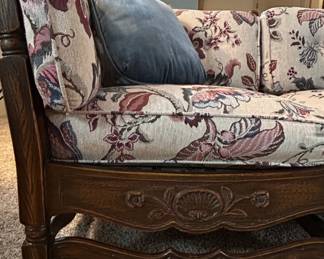 Vintage French Provincial Style Floral Upholstered Loveseat second image