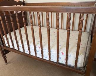 Vintage Jenny Lind Style Wooden Baby Crib third image
