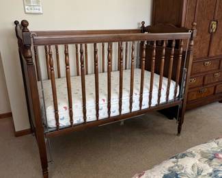 Vintage Jenny Lind Style Wooden Baby Crib