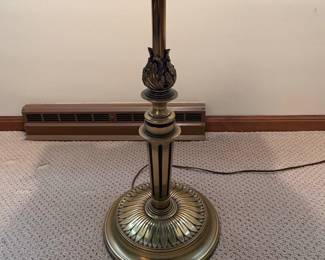 Vintage Stiffel Brass Floor Lamp with Integrated Burl Wood Side Table second image
